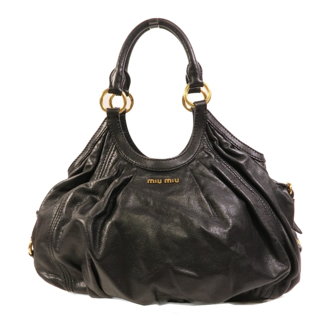Miu Miu Black Calfskin Women Shoulder Bag GHW: Miu Miu Black Calfskin Women Shoulder Bag GHW This Miu Miu shoulder bag is crafted from premium black calfskin leather, offering both elegance and durability. Designed for women, it features a classic