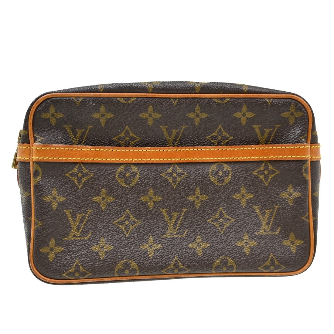 Louis Vuitton Monogram Compiagne 23 clutch bag M51847: Louis Vuitton Monogram Compiagne 23 clutch bag M51847 This Louis Vuitton Compiegne 23 clutch bag features the iconic monogram canvas with leather accents in a classic brown color. Designed in a medium