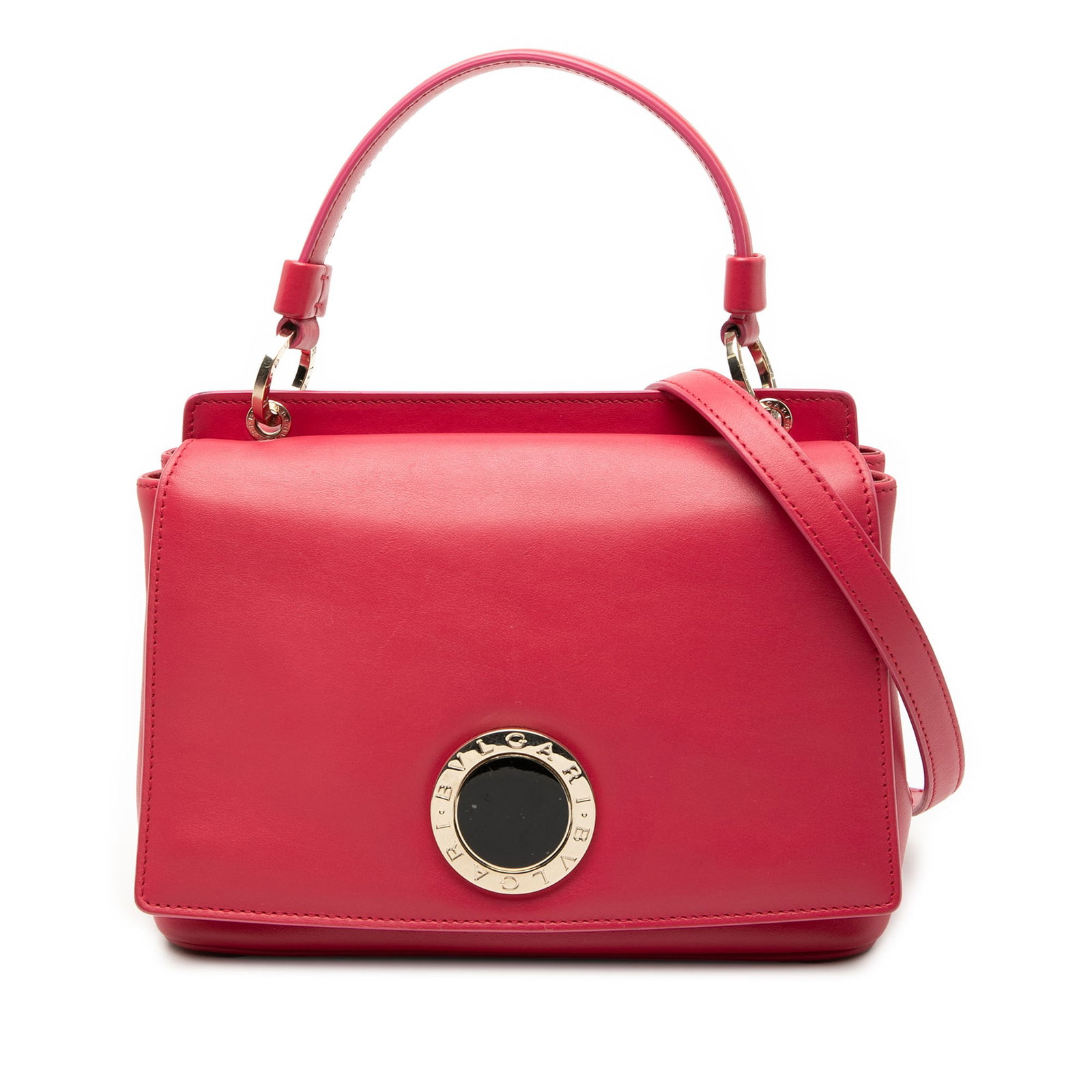 Pink Leather Duet Satchel Bag with Top Handle by Bvlgari (1 of 7)
