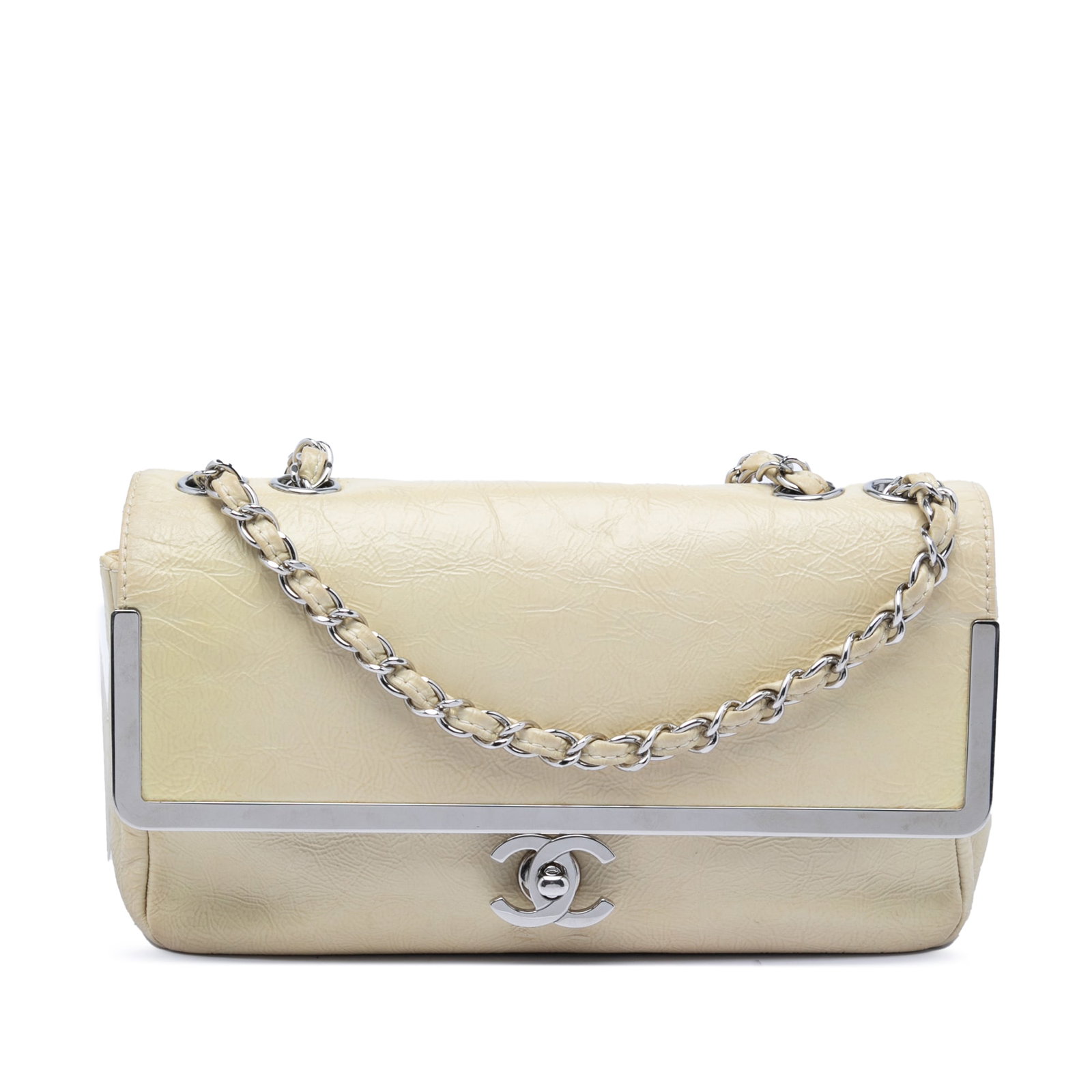 Chanel distressed patent leather flap shoulder bag (1 of 7)