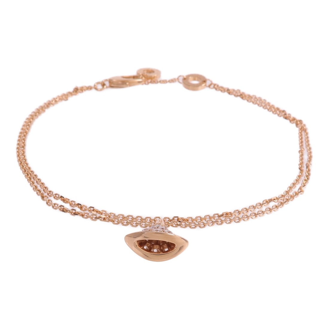 BVLGARI Divas Dream 18K Rose Gold Diamond Bracelet: BVLGARI Divas Dream 18K Rose Gold Diamond Bracelet This BVLGARI Divas' Dream bracelet is crafted from 18K rose gold and features sparkling diamonds. Designed for women, it showcases BVLGARI's signatur
