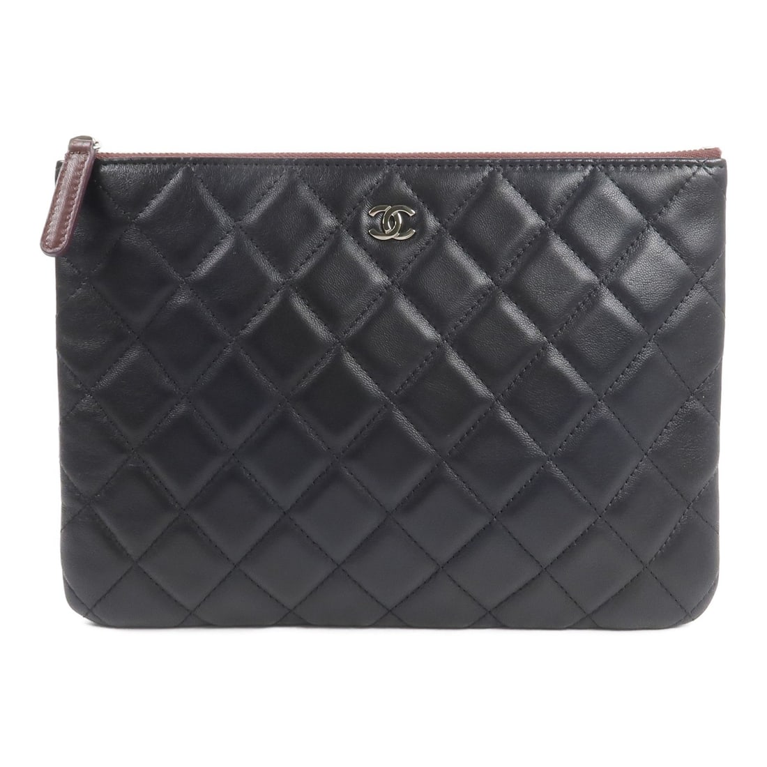 CHANEL Black Lambskin CC Pouch Clutch Bag: CHANEL Black Lambskin CC Pouch Clutch Bag This CHANEL pouch clutch bag is crafted from luxurious black lambskin leather and features the iconic CC logo with silver hardware. Designed for women, it off