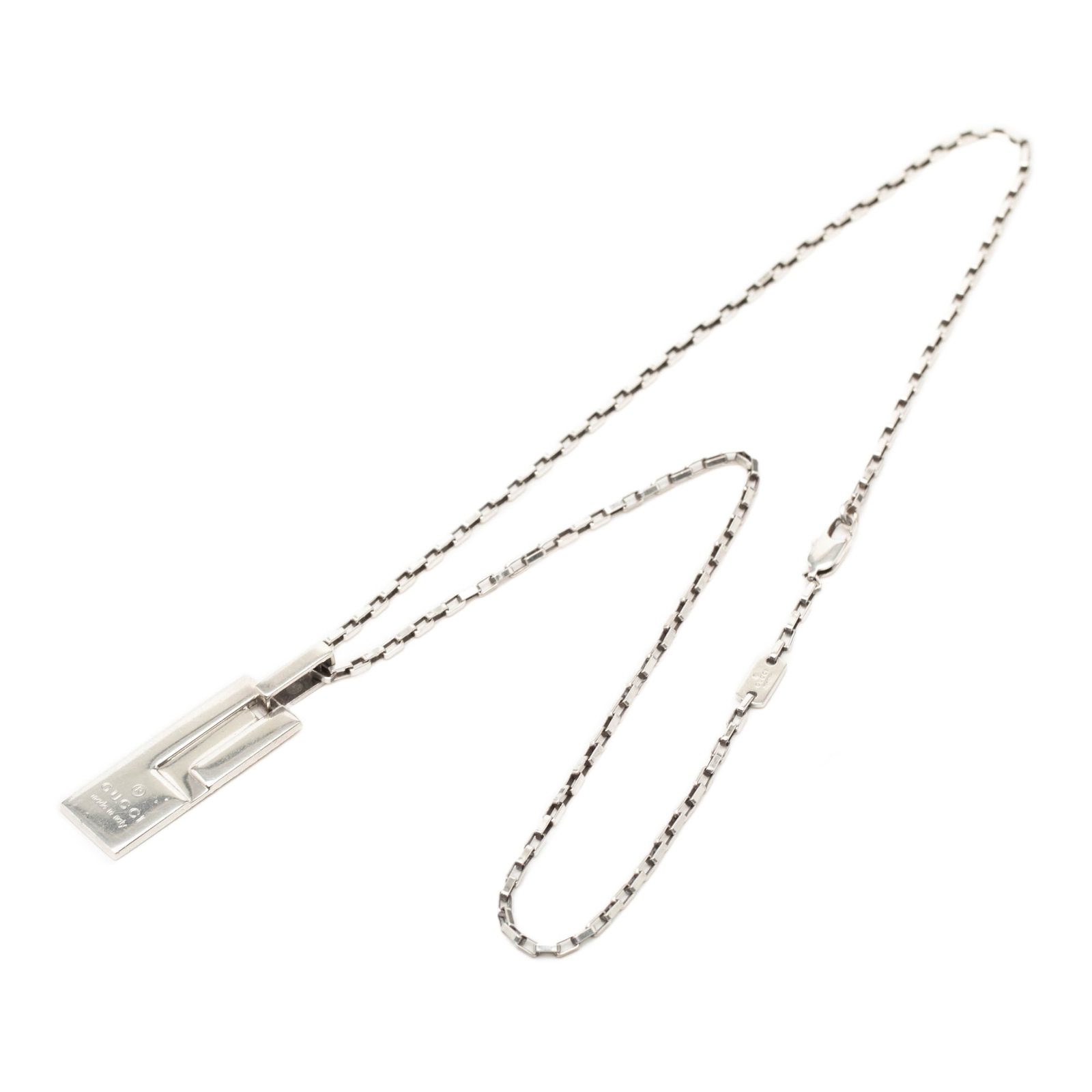 Gucci sterling silver G plate pendant chain necklace (1 of 7)