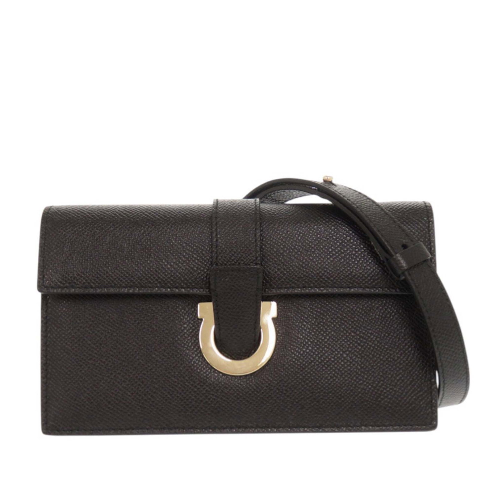 Ferragamo black leather Gancini flap crossbody bag (1 of 11)