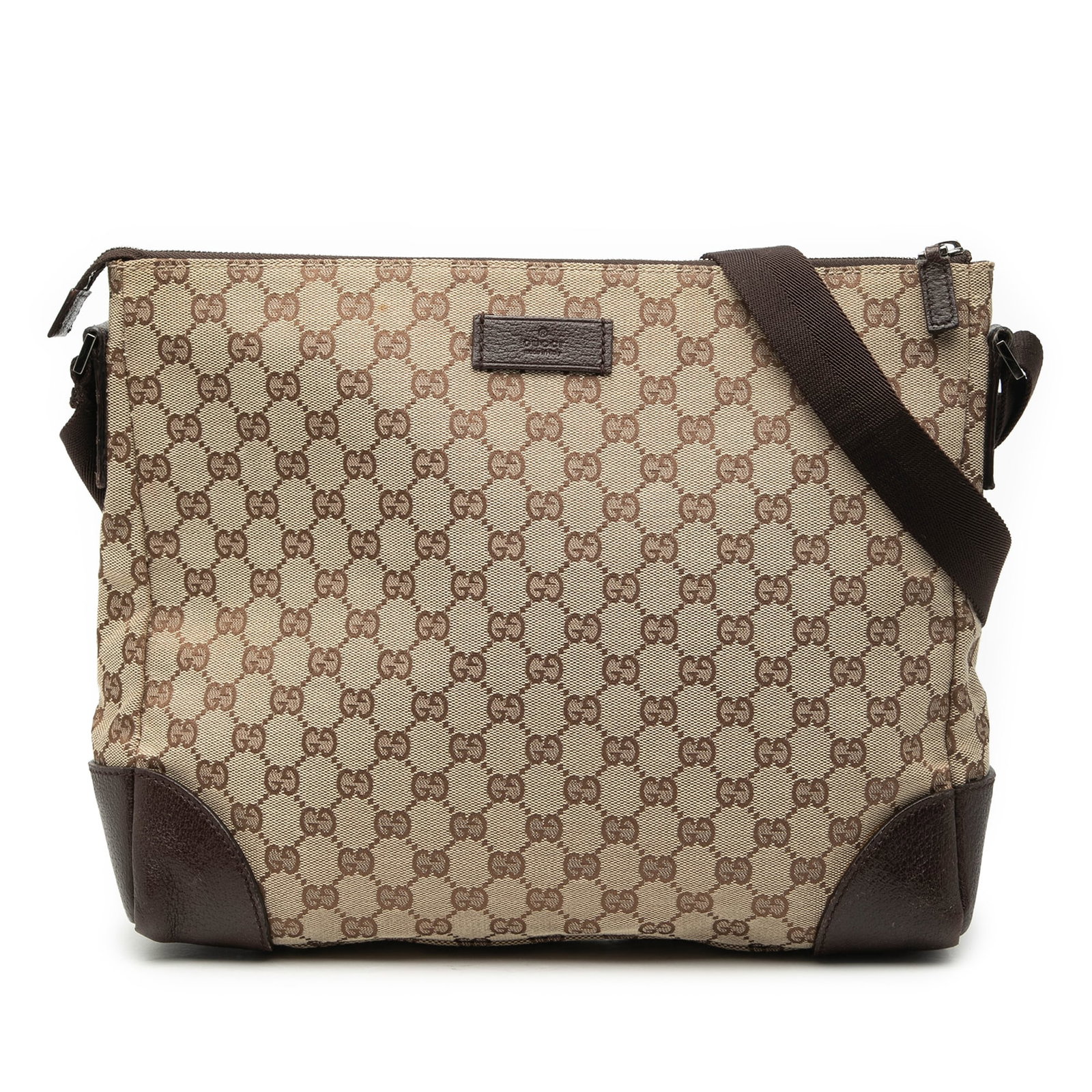 Gucci GG Canvas Joy Messenger Crossbody Bag with Leather Trim: Gucci GG Canvas Joy Messenger Crossbody Bag with Leather Trim This Gucci GG Canvas Joy Messenger is a crossbody bag crafted with a canvas body and leather trim. It features an adjustable flat strap, a