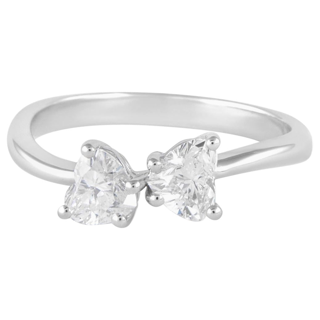 0.85ct Heart Cut Diamond Toi Et Moi Ring 18k White Gold: 0.85ct Heart Cut Diamond Toi Et Moi Ring 18k White Gold This exquisite Toi Et Moi ring features two stunning heart-shaped diamonds totaling 0.85 carats, showcasing a contemporary design. Crafted from 