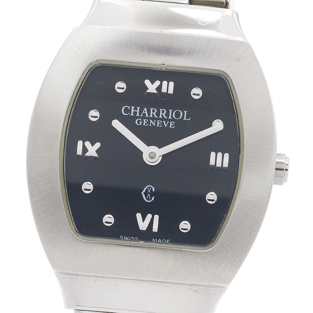 CHARRIOL AZURT women's quartz stainless steel wristwatch: CHARRIOL AZURT women's quartz stainless steel wristwatch This CHARRIOL AZURT women's wristwatch features a stainless steel case and bracelet with a black dial and quartz movement. The watch is pre-own