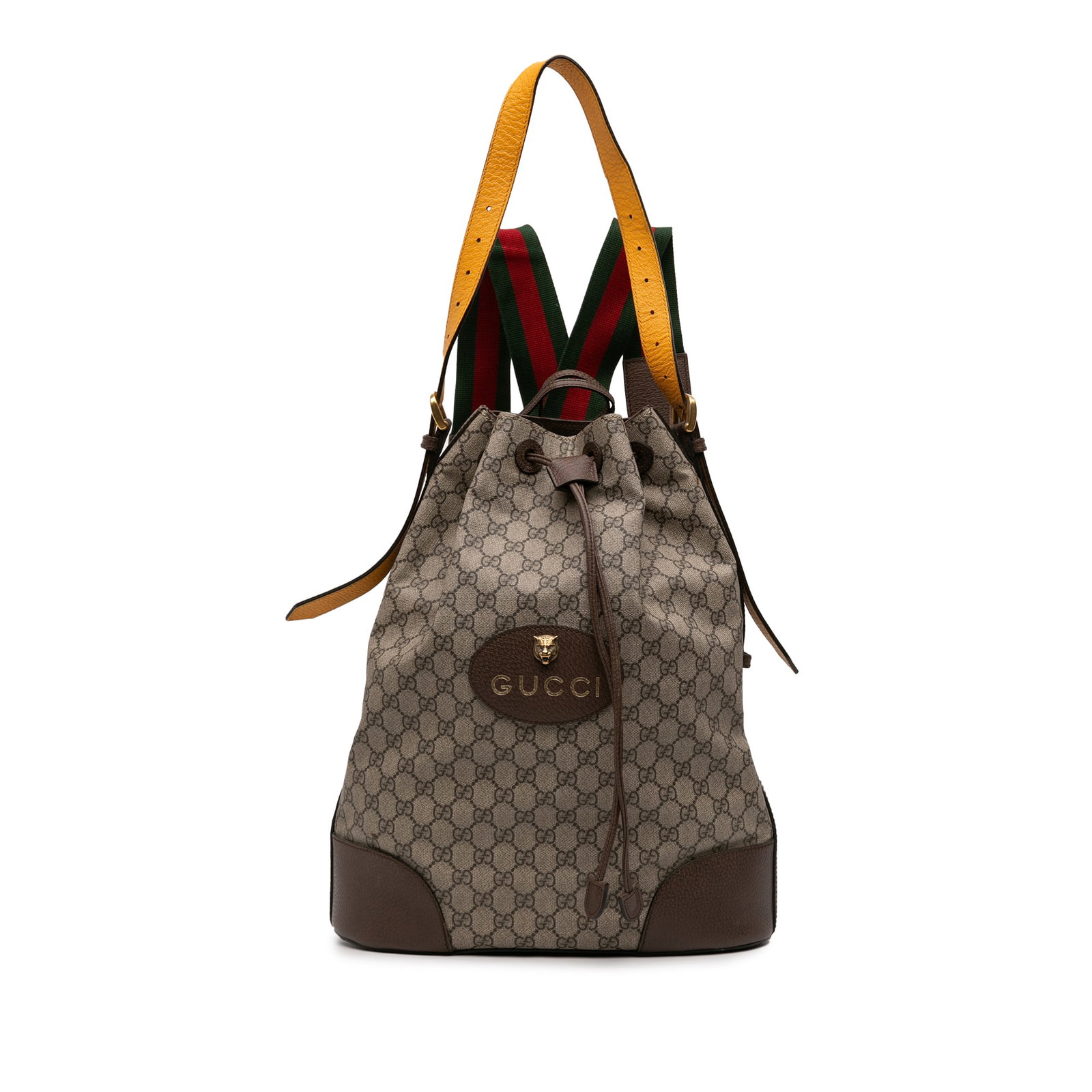 Gucci Neo Vintage GG Supreme bucket bag: Gucci Neo Vintage GG Supreme bucket bag This Gucci GG Supreme Web Neo Vintage Drawstring Bucket Bag features a coated canvas body with leather trim, an adjustable flat leather strap, adjustable flat w