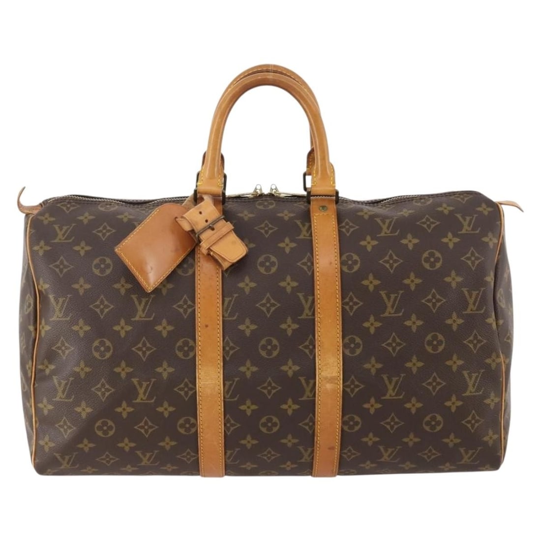 Louis Vuitton Keepall Monogram Canvas Travel Bag 45cm x 25cm x 20cm: Louis Vuitton Keepall Monogram Canvas Travel Bag 45cm x 25cm x 20cm This Louis Vuitton Keepall Bag features the signature monogram canvas in brown and is designed for unisex use. Crafted in France, th