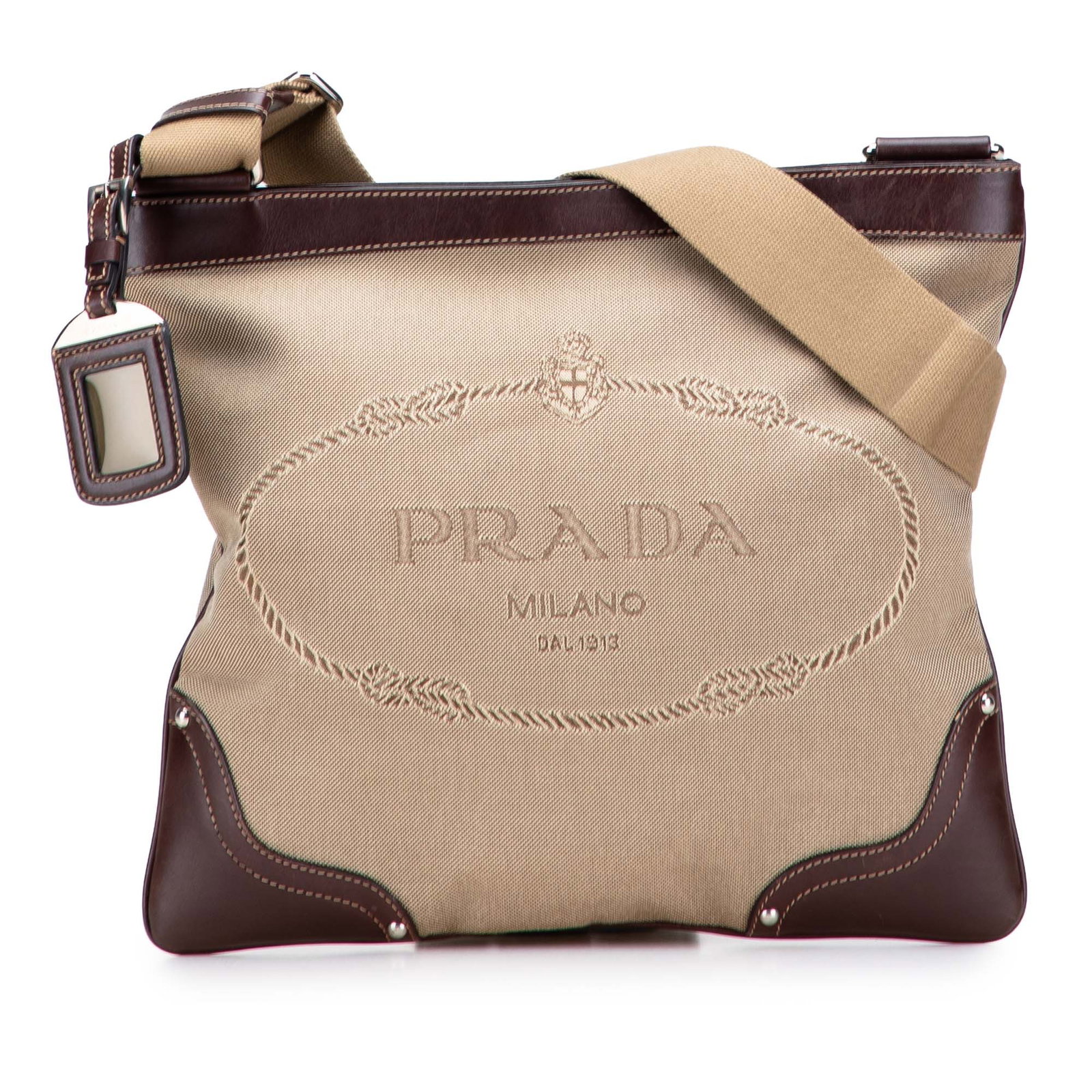 Prada Canapa Logo Beige Canvas Crossbody Bag (1 of 10)