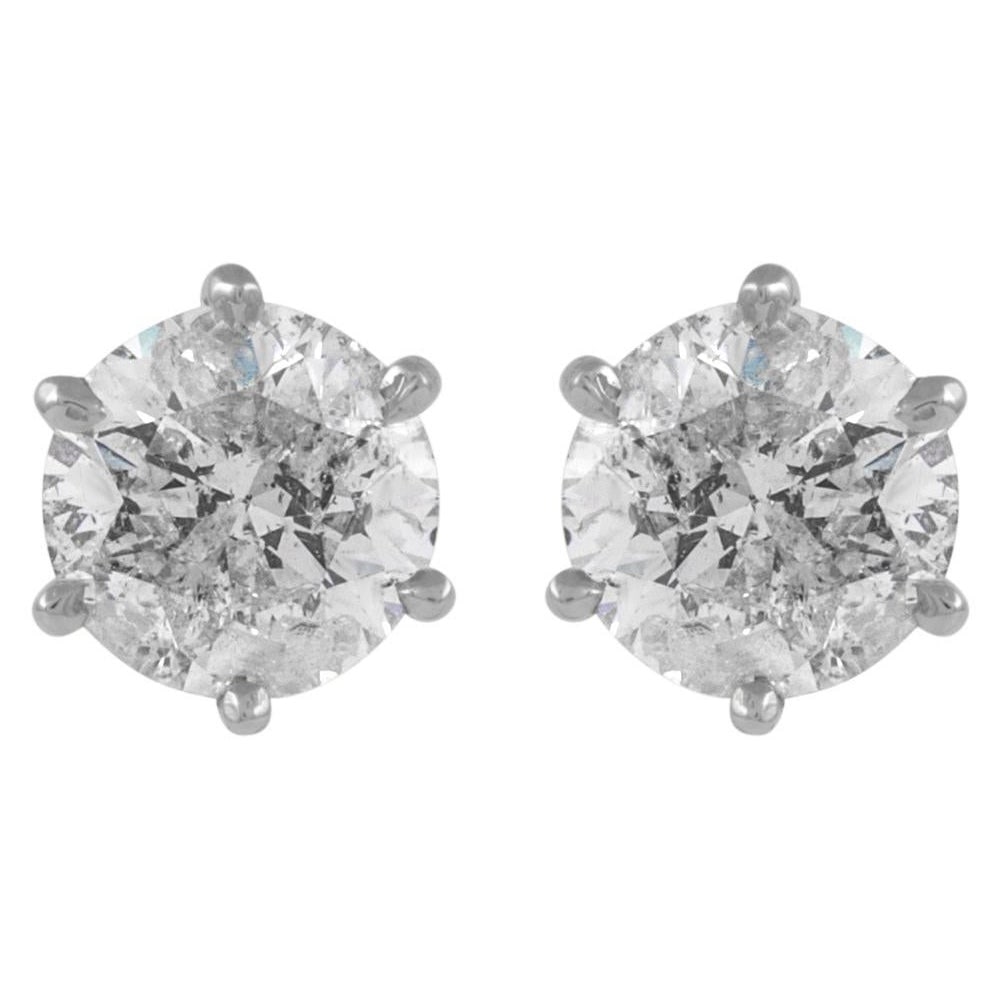 EGL Certified 2.25ct Round Diamond Stud Earrings in 14k White Gold (1 of 4)