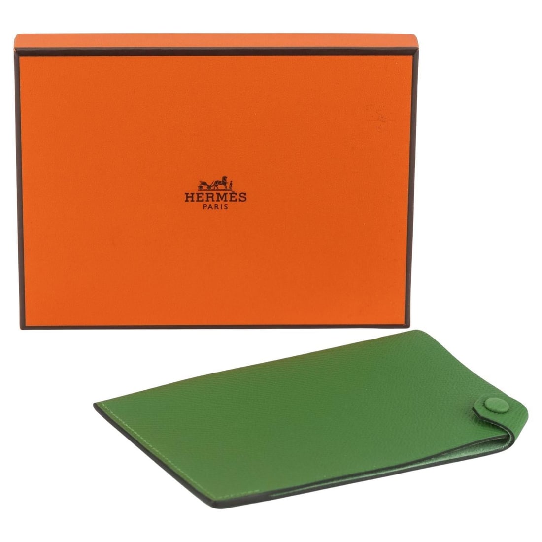 Hermes Epsom Tarmac PM Passport Holder in Green Leather (1 of 8)