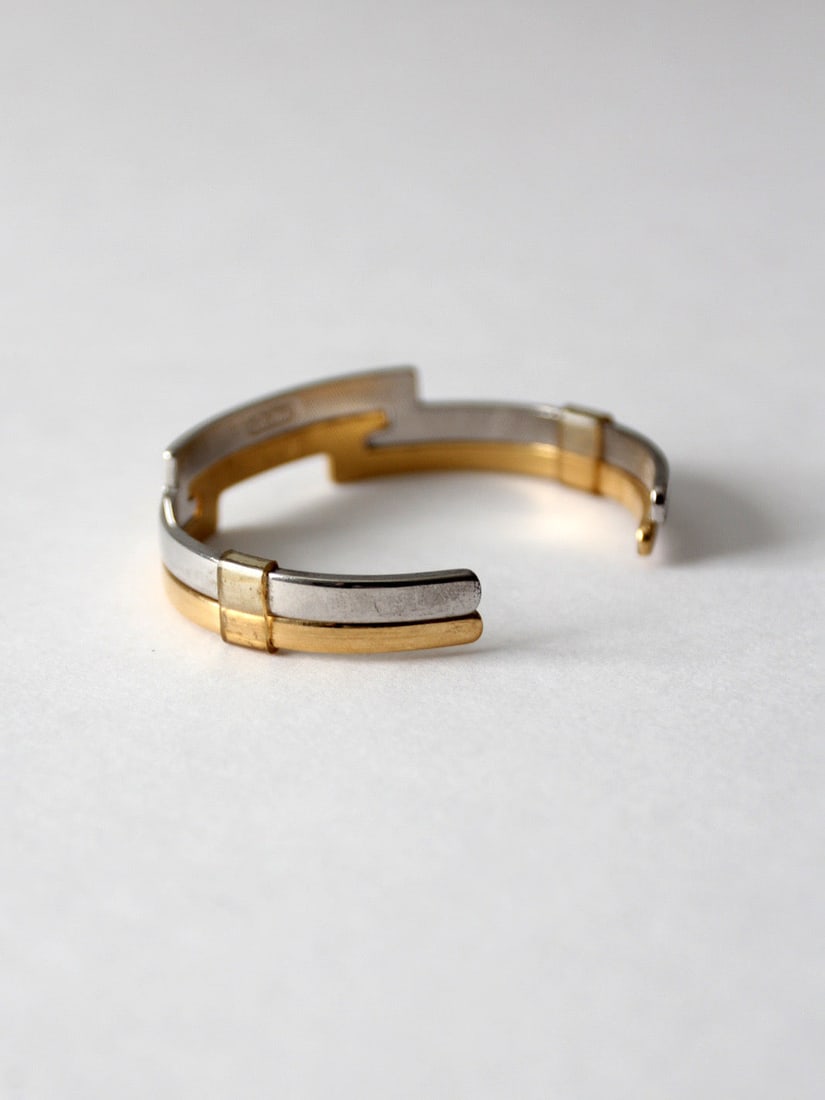 1977 Vintage Avon Counterparts Nautical Cuff Bracelet Gold Silver (1 of 5)