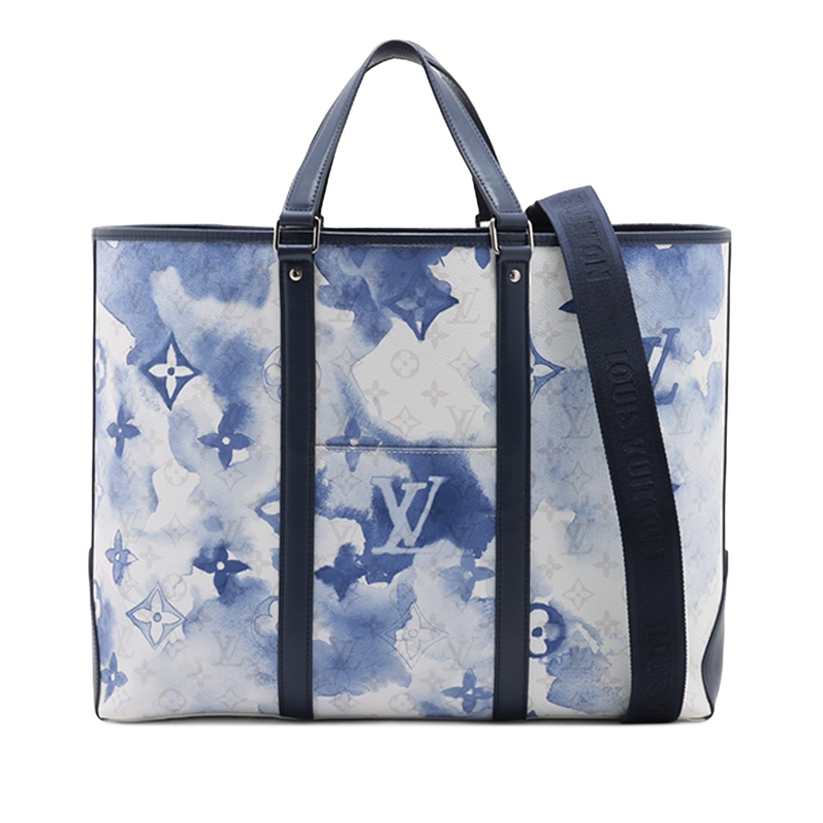 Louis Vuitton Watercolor Weekend Tote GM Monogram Canvas Bag: Louis Vuitton Watercolor Weekend Tote GM Monogram Canvas Bag This Louis Vuitton Monogram Watercolor Weekend Tote GM features a monogram canvas body with leather trim, flat handles, and a detachable st