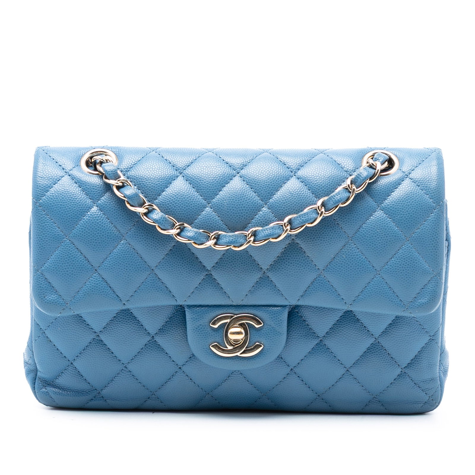 Blue Chanel Small Classic Caviar Leather Double Flap Shoulder Bag (1 of 7)