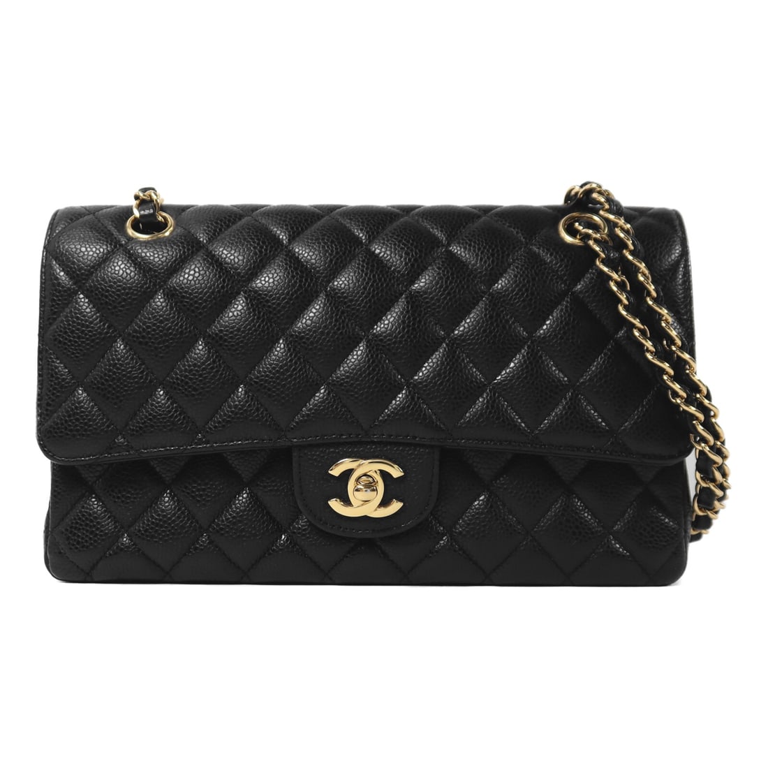 CHANEL Classic 25 Black Calfskin Shoulder Bag GHW: CHANEL Classic 25 Black Calfskin Shoulder Bag GHW This CHANEL CC Classic 25 chain shoulder bag features luxurious black calfskin leather with a sleek, structured silhouette. Designed for women, it is 