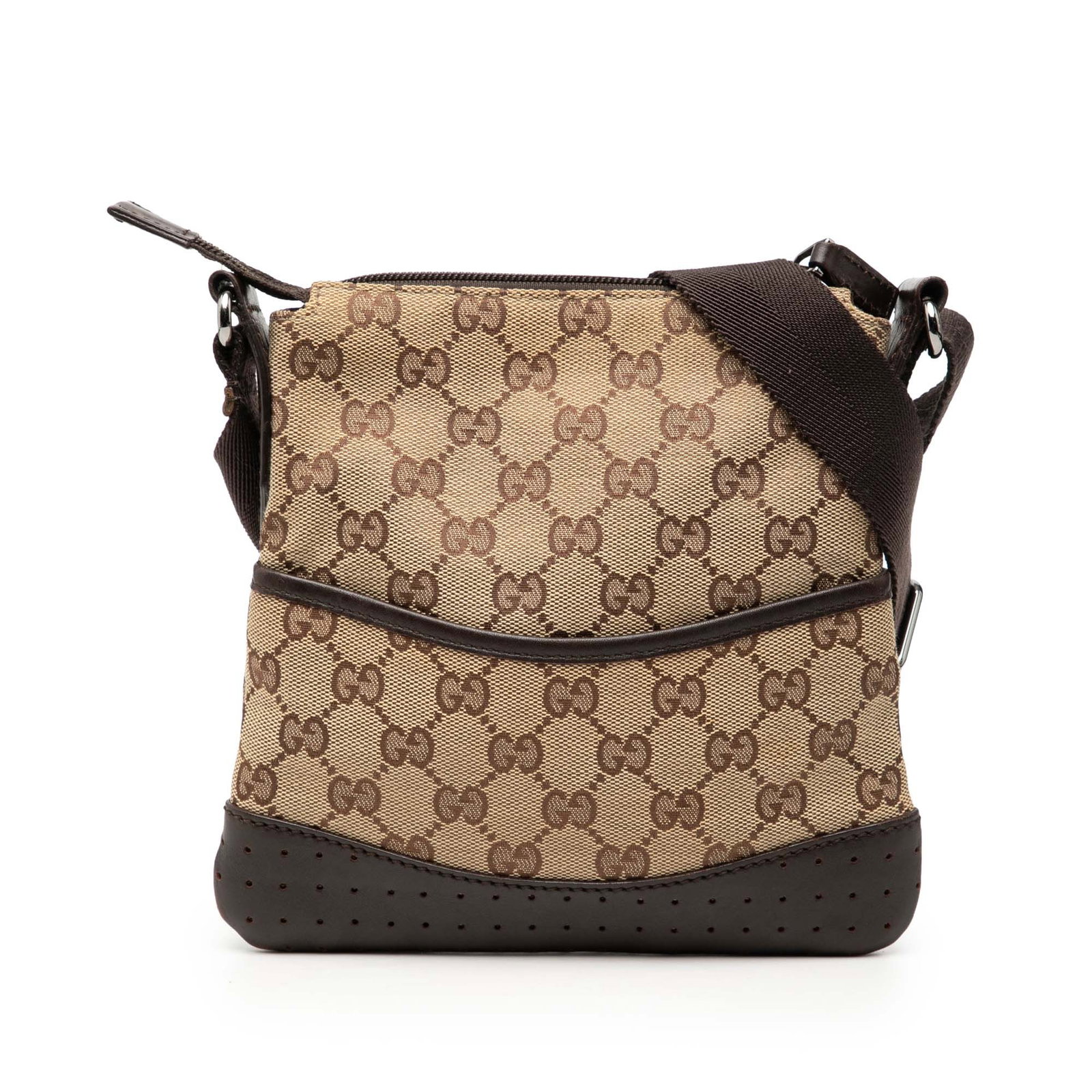 Gucci beige perforated canvas crossbody bag Small GG (1 of 8)