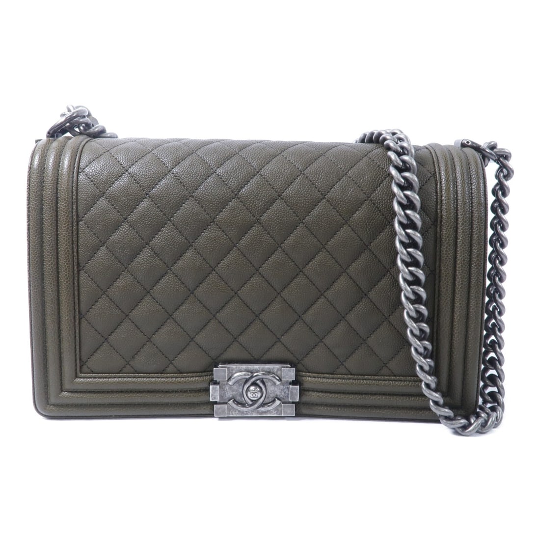 CHANEL Boy 28 Khaki Calfskin Shoulder Bag (1 of 15)