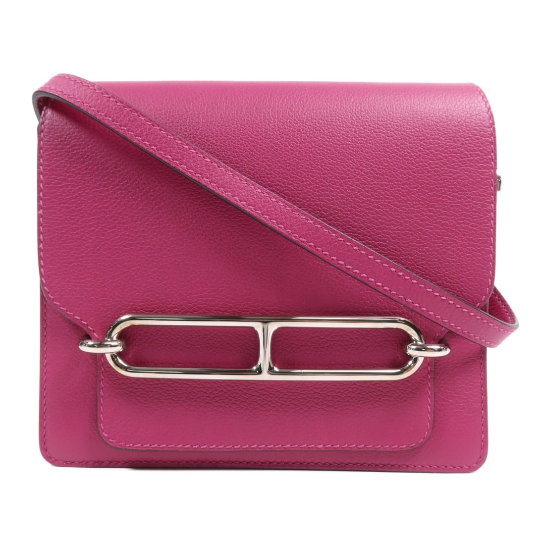 Hermes Roulis Mini Evercolor Calfskin Shoulder Bag Rose Purple: Hermes Roulis Mini Evercolor Calfskin Shoulder Bag Rose Purple This Hermes Roulis Mini shoulder bag is crafted from Evercolor calfskin leather in a rose purple shade. Designed for women, it features a