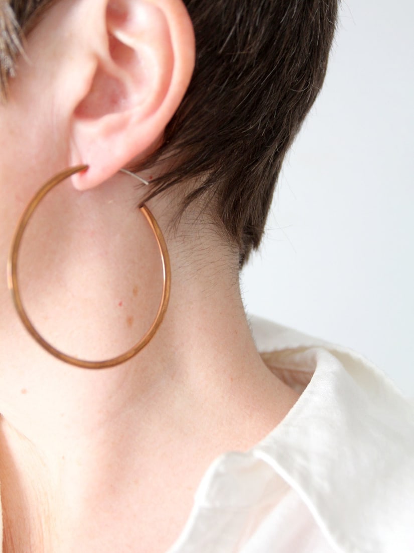 Vintage Copper Hoop Earrings with Invisible Closure 2.5 Inch (1 of 6)