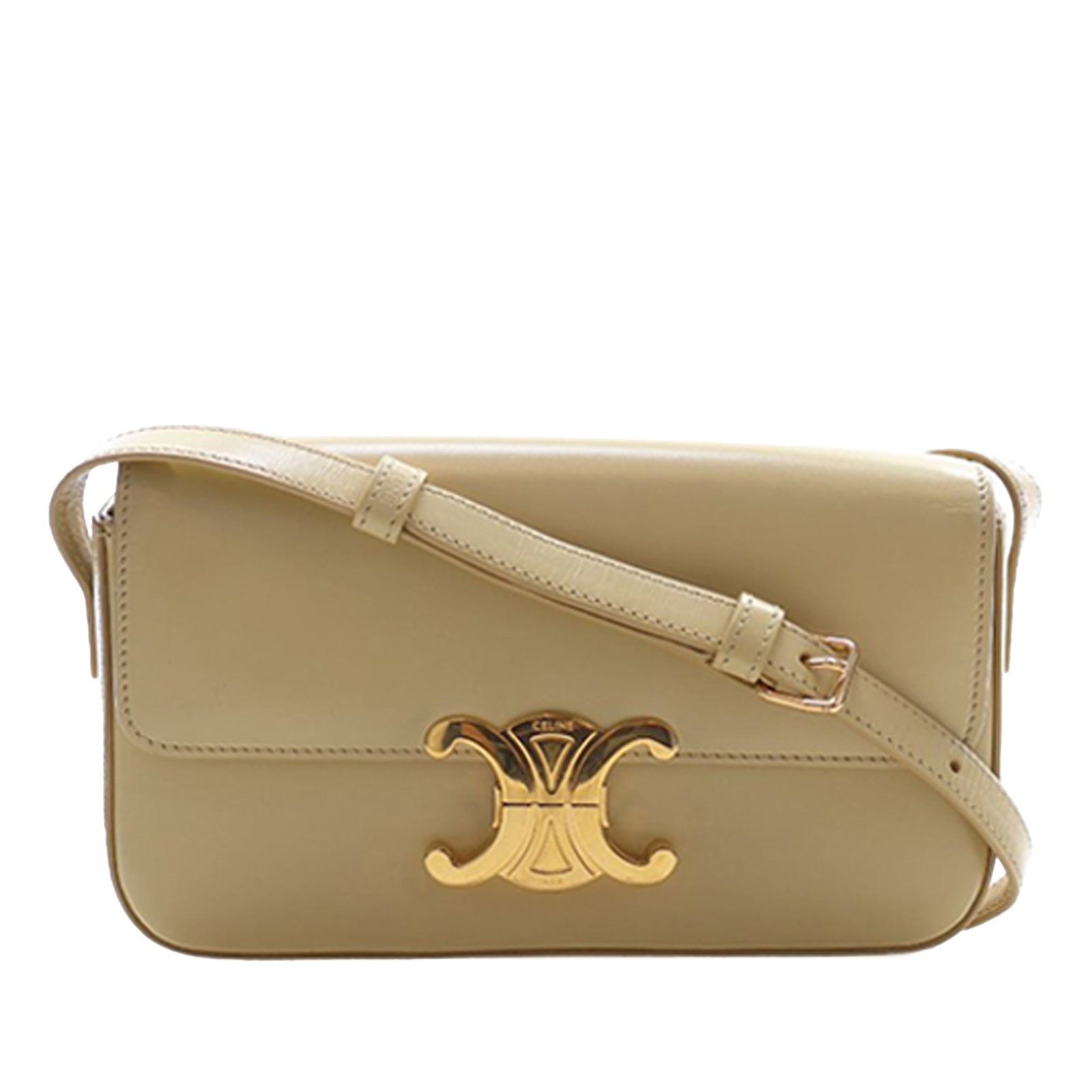 Celine Triomphe Claude Beige Leather Shoulder Bag (1 of 15)
