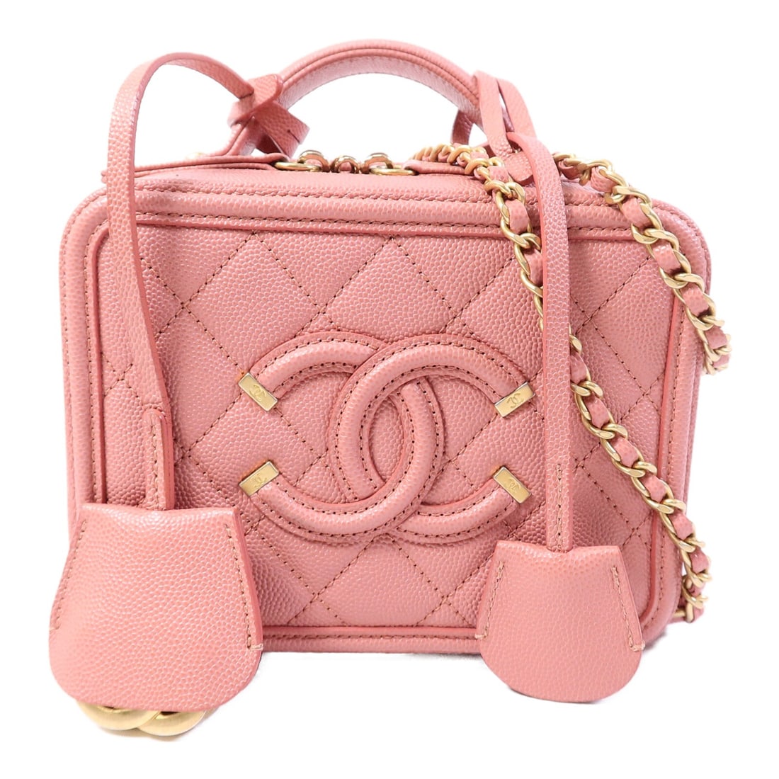 CHANEL Pink Calfskin Vanity Case 17cm 2 Way Shoulder Bag A93342 (1 of 16)