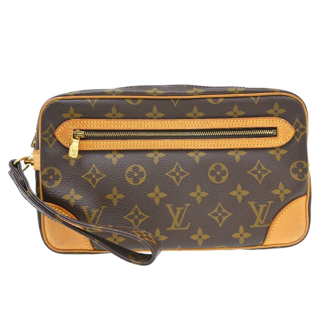 Louis Vuitton Marly Dragonne GM monogram leather clutch purse: Louis Vuitton Marly Dragonne GM monogram leather clutch purse This Louis Vuitton Marly Dragonne GM clutch bag features the iconic monogram pattern and is crafted from brown leather. Designed for unise