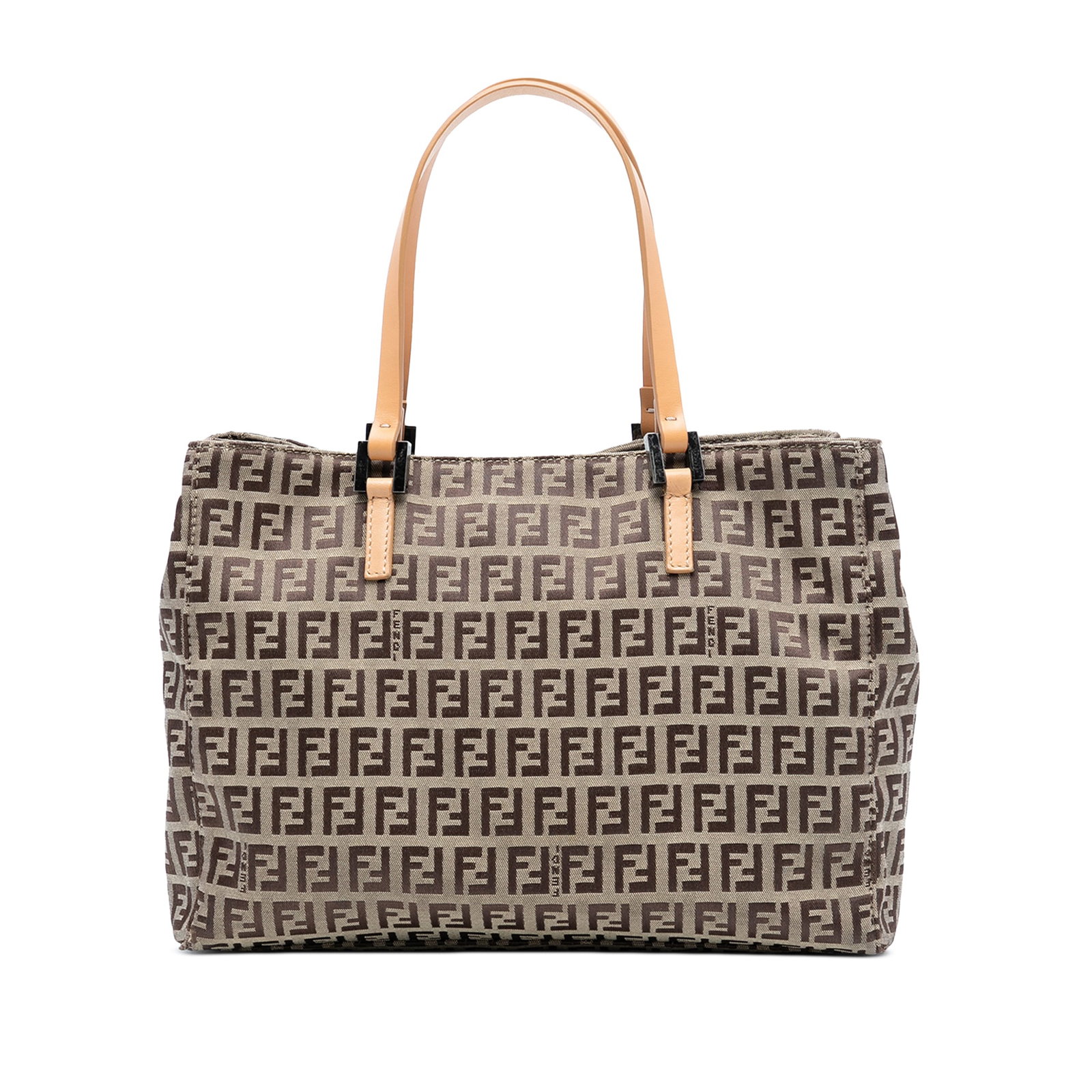 Fendi Brown Zucchino Canvas Tote Bag with Leather Handles (1 of 7)