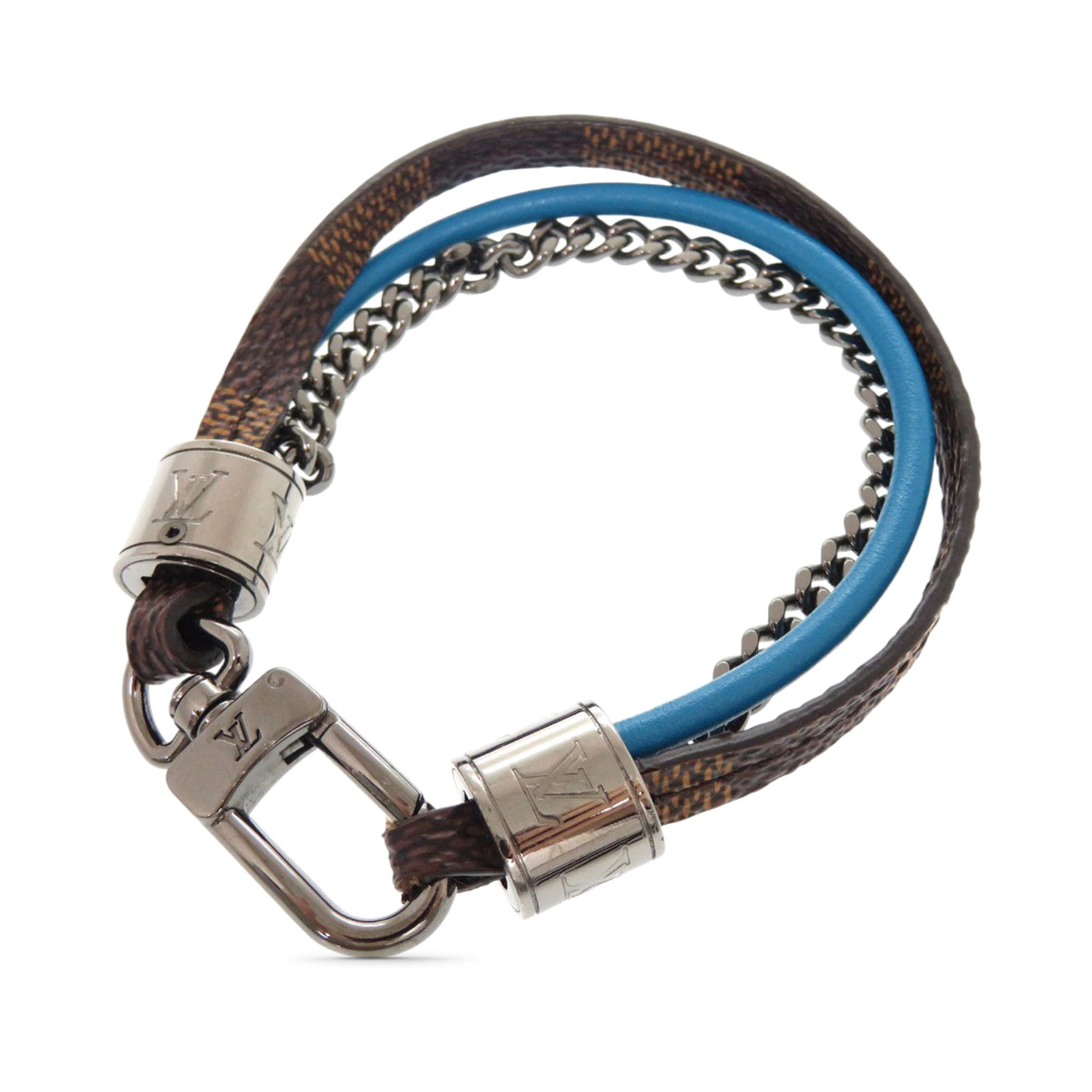 Louis Vuitton Damier Ebene Treble Bracelet Brown Fabric Strap: Louis Vuitton Damier Ebene Treble Bracelet Brown Fabric Strap This Louis Vuitton Damier Ebene LV Treble Bracelet features the brand's signature Damier canvas combined with leather for the wrist strap,
