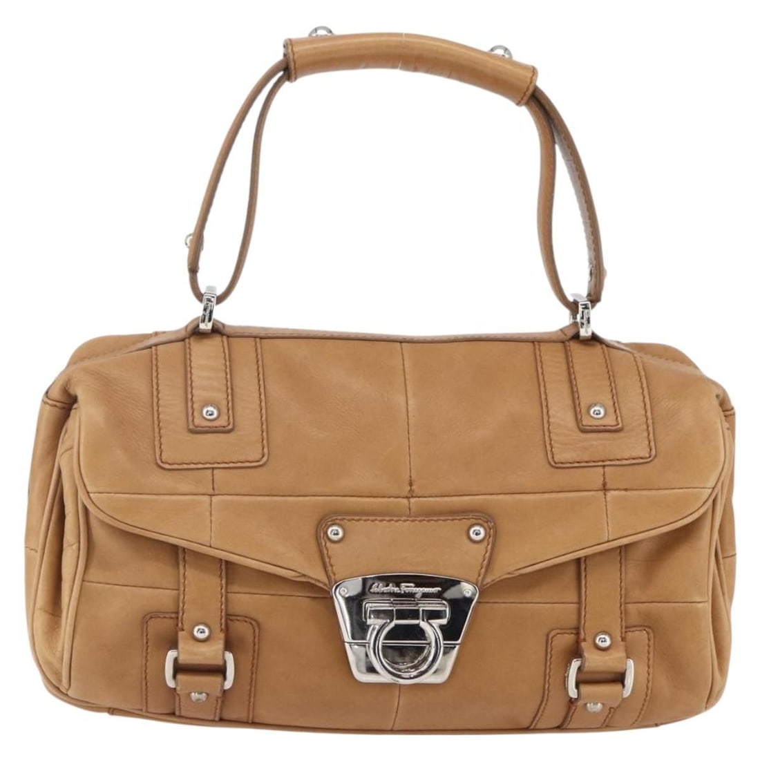 Salvatore Ferragamo Leather Gancini Brown Handbag 25cm by 14cm by 6cm (1 of 18)