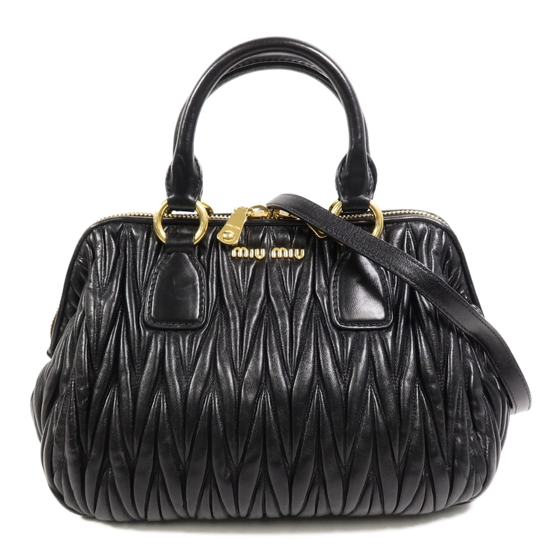 Miu Miu Black Lambskin 2 Way Shoulder Bag GHW (1 of 16)