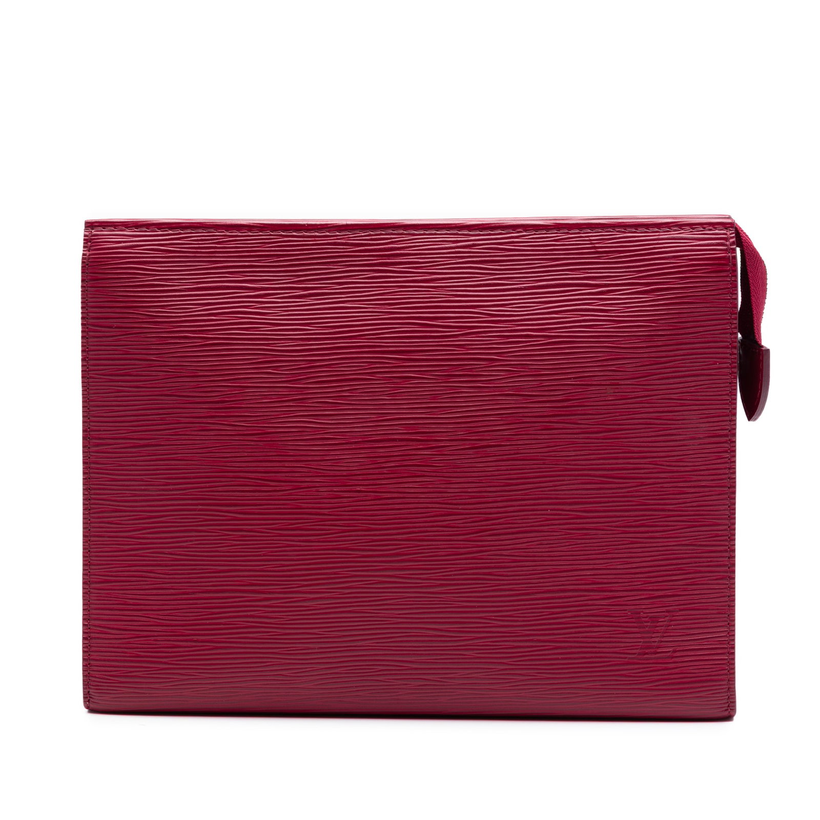 Louis Vuitton Epi red leather zip pouch: Louis Vuitton Epi red leather zip pouch This Louis Vuitton Epi Toiletry Pouch 26 is crafted from signature Epi leather in red and features a top zip closure and an interior slip pocket. Designed for b