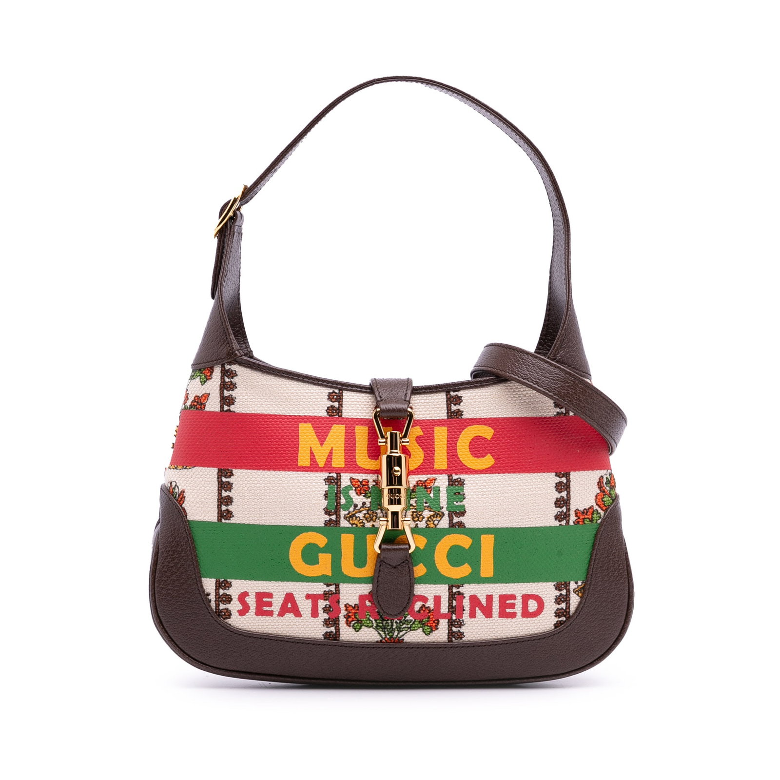 Gucci Jackie 1961 Brown Canvas Crossbody Bag with Leather Trim (1 of 13)
