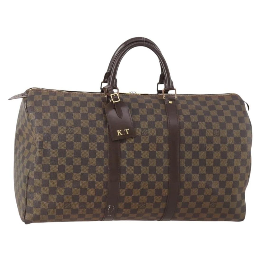 Louis Vuitton Damier Keepall Canvas Travel Bag 50cm x 25cm x 22cm: Louis Vuitton Damier Keepall Canvas Travel Bag 50cm x 25cm x 22cm This Louis Vuitton Keepall Bag features the iconic Damier pattern in brown canvas. Designed for unisex use, it offers ample space and 