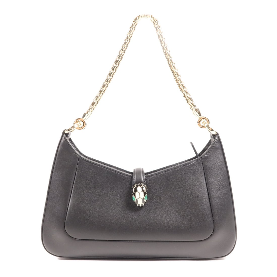 BVLGARI Serpenti Baia Black Calfskin Shoulder Bag GHW: BVLGARI Serpenti Baia Black Calfskin Shoulder Bag GHW This BVLGARI Serpenti Baia chain shoulder bag is crafted from luxurious black calfskin leather and features gold-tone hardware. Designed in Italy,
