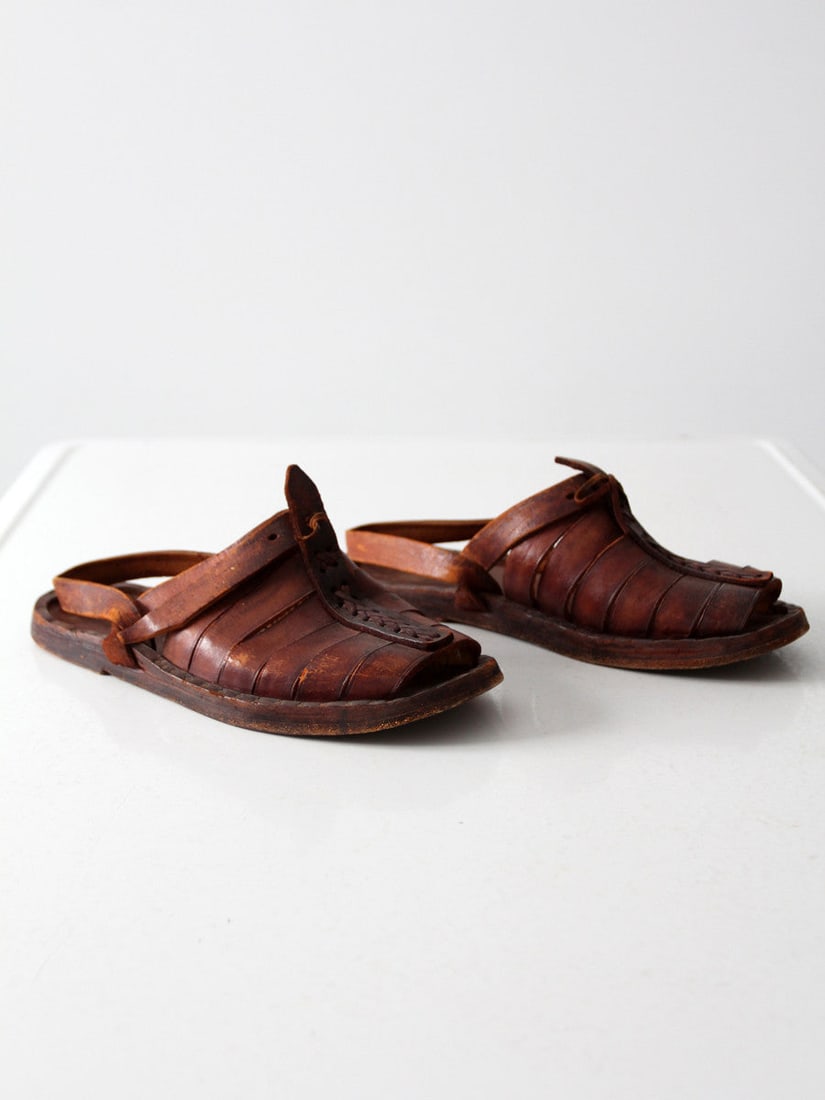 1970s Vintage Huaraches Leather Sandals Men's 10.5-11 (1 of 3)