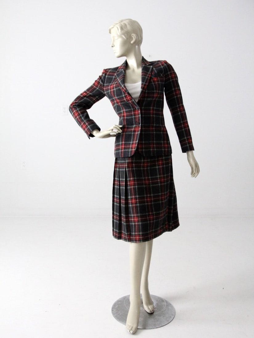 1970s Young Pendleton Vintage Wool Plaid Blazer and Skirt Set (1 of 8)