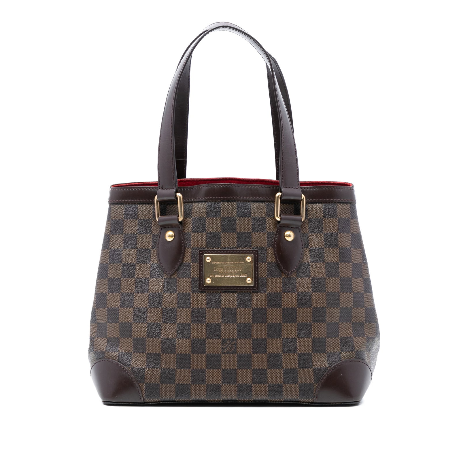 Louis Vuitton Damier Ebene PM tote bag: Louis Vuitton Damier Ebene PM tote bag The Louis Vuitton Damier Ebene Hampstead PM is crafted with a signature Damier canvas body and complemented by leather trim and flat leather handles. It features