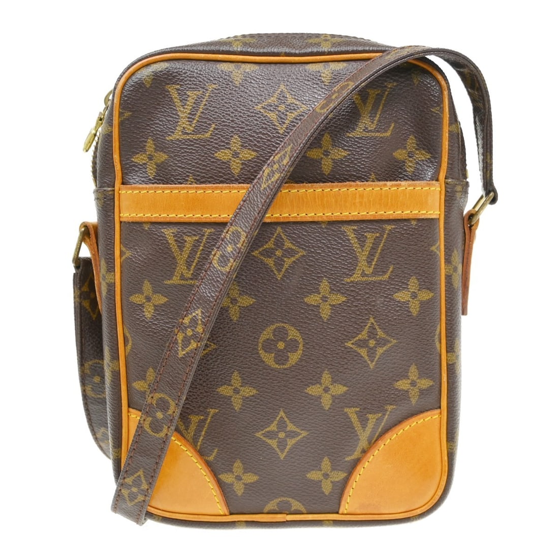 Louis Vuitton Danube Monogram Crossbody Bag M45266: Louis Vuitton Danube Monogram Crossbody Bag M45266 This Louis Vuitton Danube crossbody shoulder bag features the iconic monogram canvas with leather trim and gold-tone hardware. Designed in a medium s