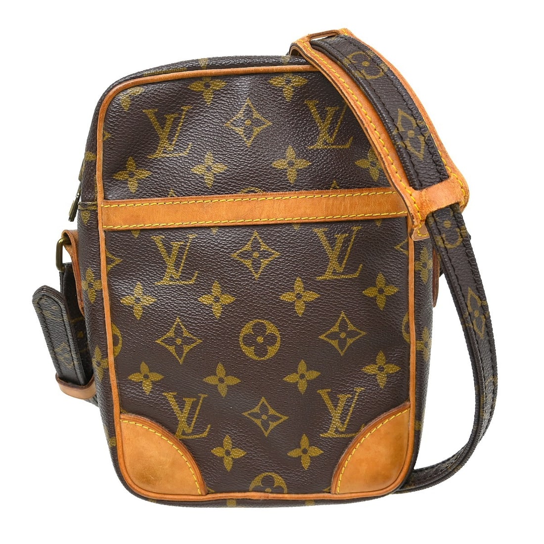 Louis Vuitton Danube Monogram Crossbody Bag M45266: Louis Vuitton Danube Monogram Crossbody Bag M45266 This vintage Louis Vuitton Danube crossbody bag features the iconic monogram canvas leather exterior with brown leather trim and an adjustable crossb