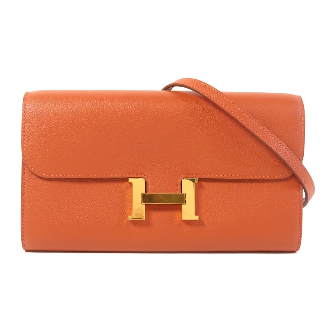 Hermes Constance To Go Brick Red Calfskin Shoulder Bag GHW: Hermes Constance To Go Brick Red Calfskin Shoulder Bag GHW This Hermes Constance To Go shoulder bag is crafted from Evercolor calfskin leather in a striking brick red hue. Featuring gold-tone hardware
