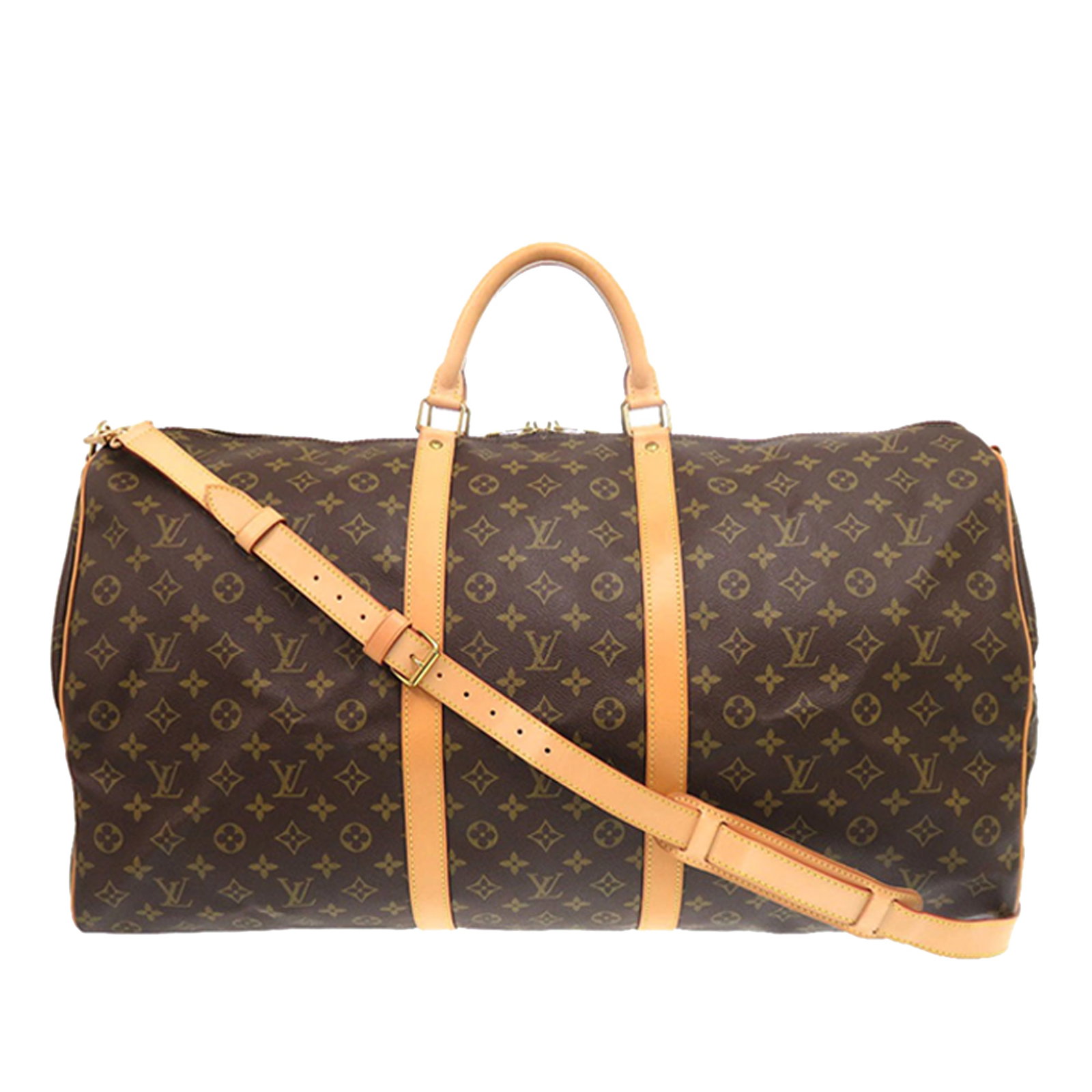 Louis Vuitton Keepall Bandouliere 60 Monogram Canvas Travel Bag: Louis Vuitton Keepall Bandouliere 60 Monogram Canvas Travel Bag This Louis Vuitton Monogram Keepall Bandouliere 60 features the iconic monogram canvas with vachetta leather trim and rolled vachetta le