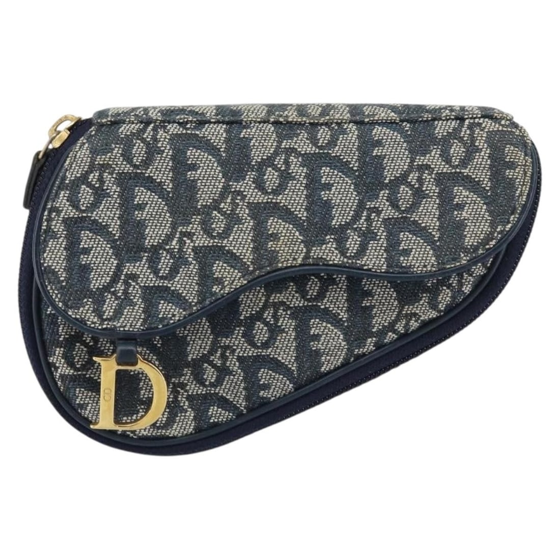 Navy Canvas Diorissimo Saddle Coin Pouch by Christian Dior: Navy Canvas Diorissimo Saddle Coin Pouch by Christian Dior This vintage Christian Dior Saddle Coin Purse is crafted from navy Diorissimo canvas with metal fittings. Designed for women, it features a c
