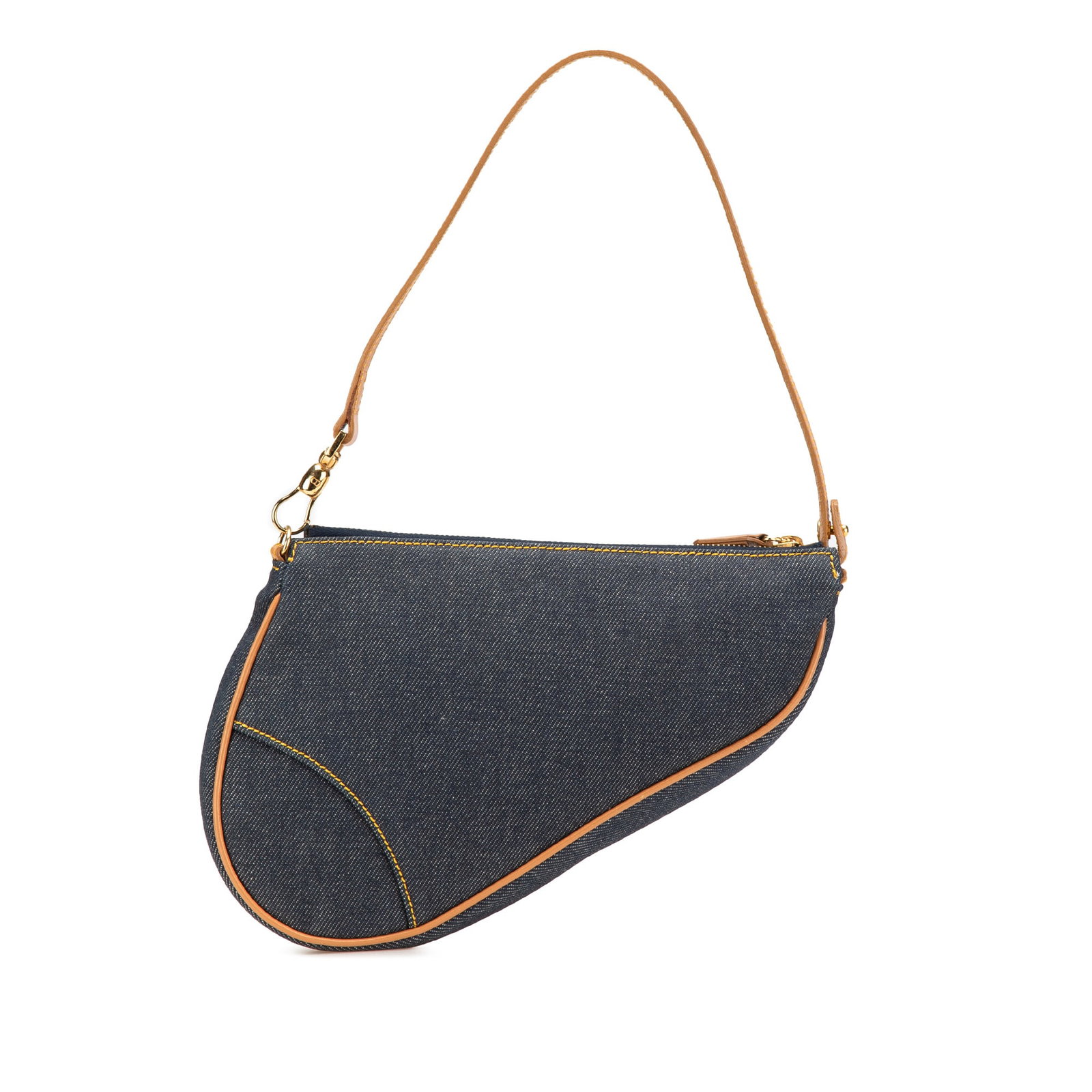 Dior Mini Denim Saddle Pochette Blue Fabric Bag: Dior Mini Denim Saddle Pochette Blue Fabric Bag The Dior Mini Denim Saddle Pochette is a stylish accessory crafted from a denim body accented with leather trim. It features a convenient flat leather s