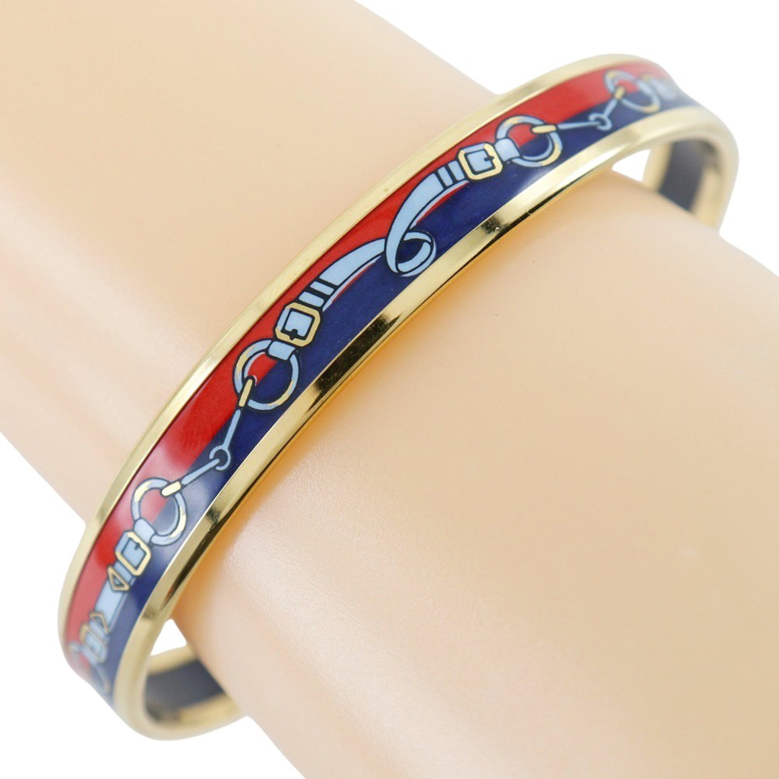 Hermes Blue Printed Enamel 65 Bangle Bracelet (1 of 6)