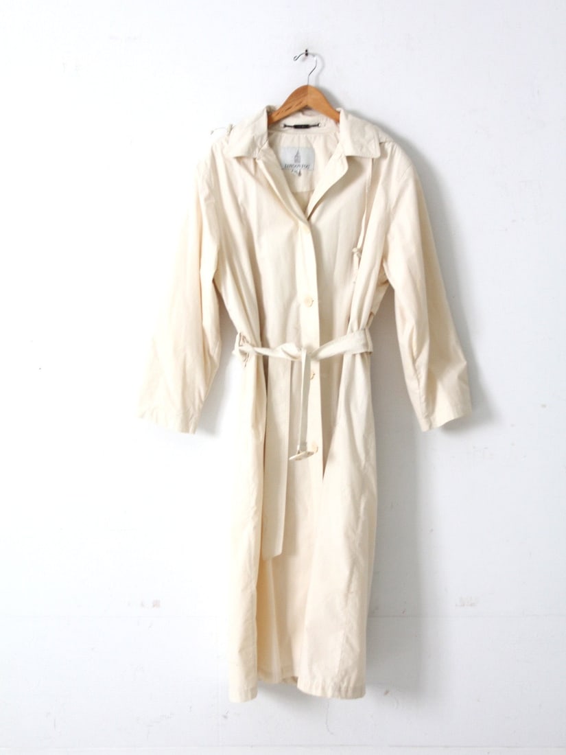 Elegant Vintage London Fog Cream Trench Coat with Detachable Hood (1 of 8)