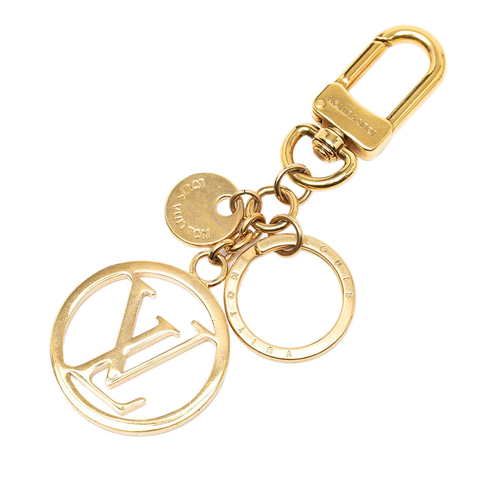 Louis Vuitton LV Circle Gold Tone Key Holder Charm (1 of 7)