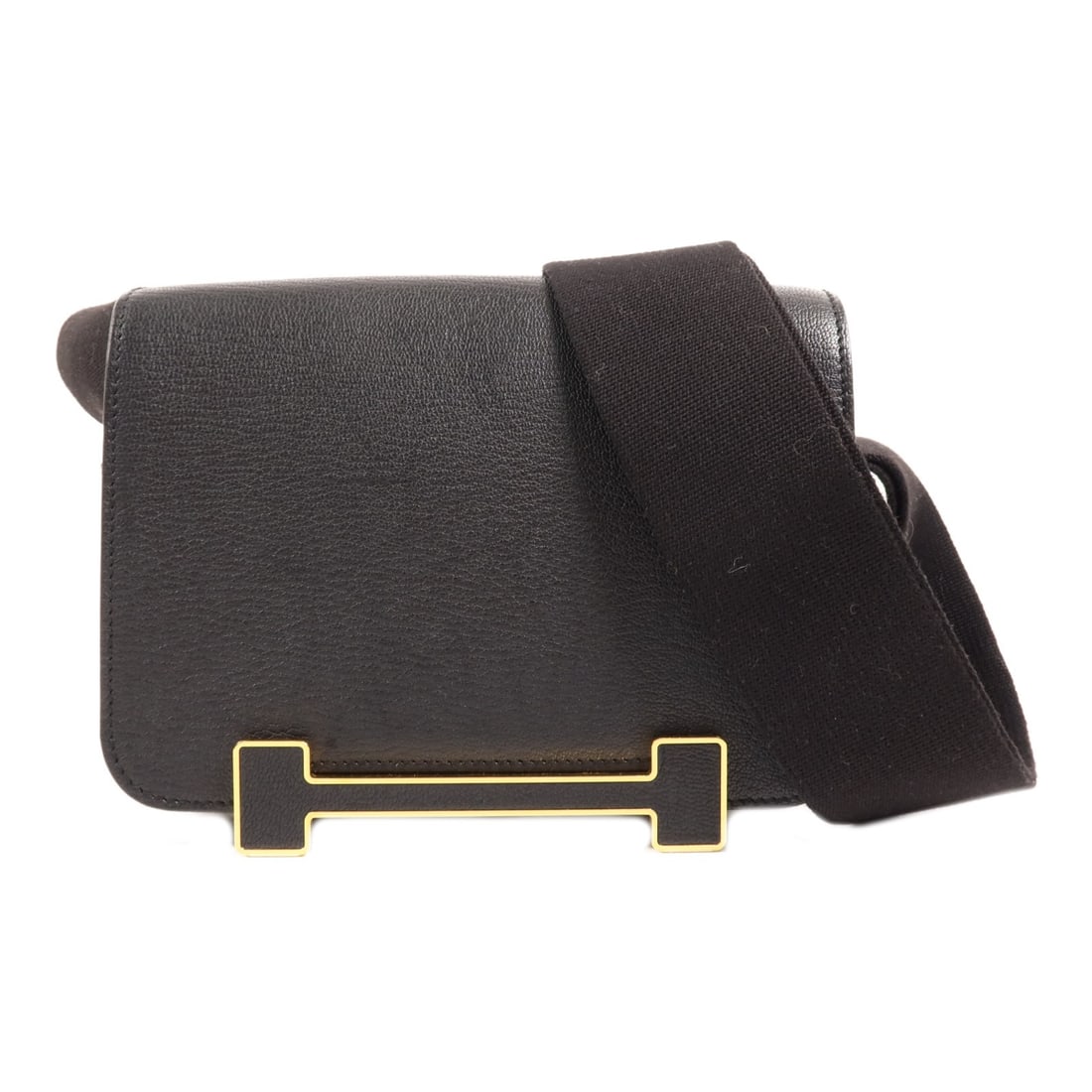 Hermes Geta Shoulder Bag Chevre Leather Noir GHW (1 of 18)