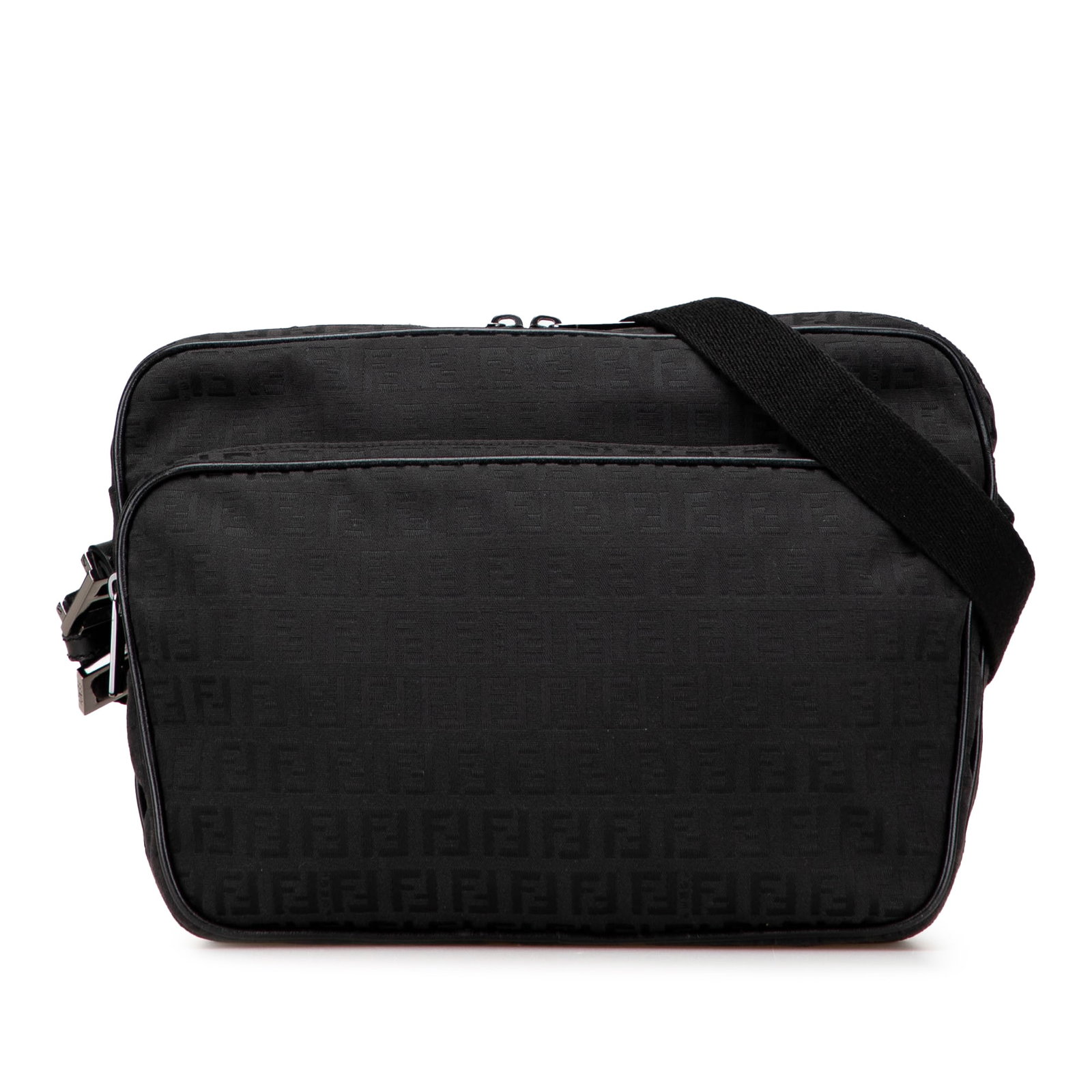 Fendi Zucchino Canvas Crossbody Bag Black Italy: Fendi Zucchino Canvas Crossbody Bag Black Italy This Fendi Zucchino Crossbody bag showcases a stylish canvas body complemented by leather trim. Designed for practicality, it features an adjustable fla