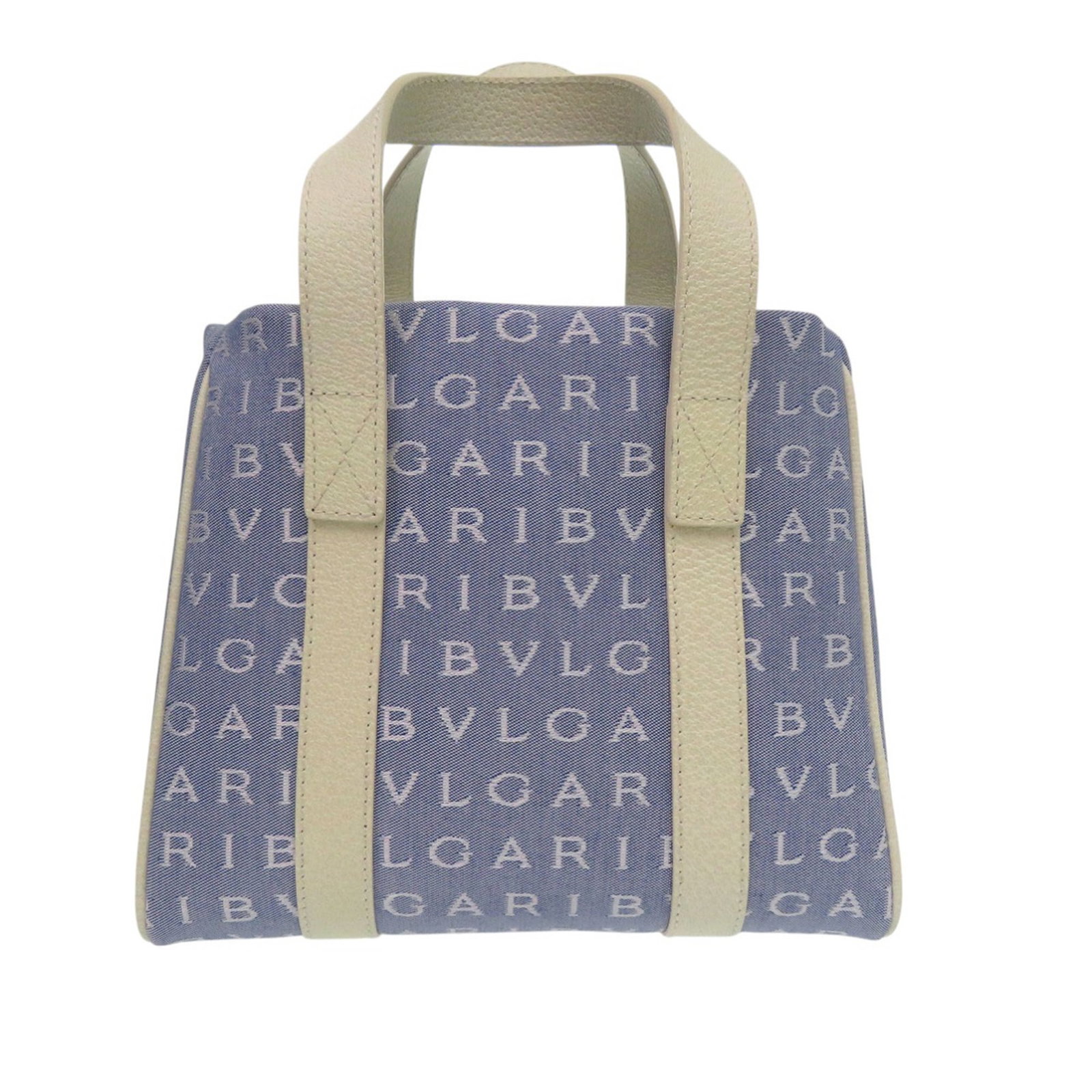 Bvlgari Denim Logomania Mini Tote Bag: Bvlgari Denim Logomania Mini Tote Bag This Bvlgari Mini Denim Logomania Tote features a stylish denim body with leather trim, flat handles, and an open top design. Made in Italy, this blue tote is bot